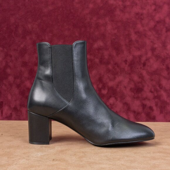 Stuart Weitzman Women Yuliana 60 Black Leather Slip-on Chelsea Dress Boots sz 12 - Picture 9 of 9